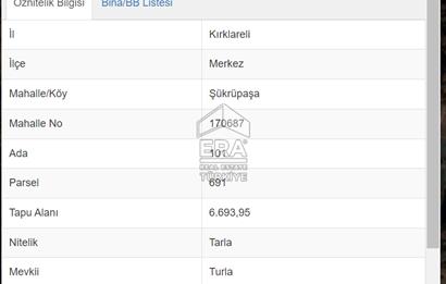 Kırklareli Şükrüpaşa Köyünde Müstakil 6.694 m2 Satılık Tarla