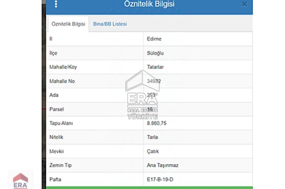 EDİRNE SÜLOĞLU SATILIK YATIRIMLIK 8860m2 TARLA