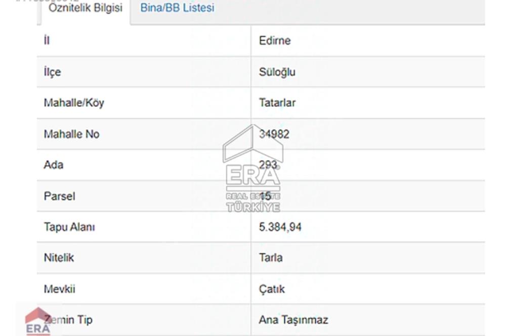 EDİRNE SÜLOĞLU SATILIK 5384m2 YATIRIMLIK TARLA