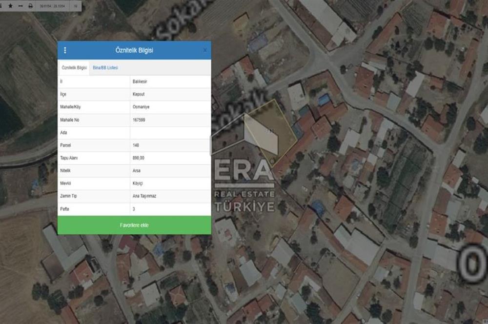 ERA SÖZ DEN BALIKESİR KEPSUT OSMANİYE DE SATILIK ARSA