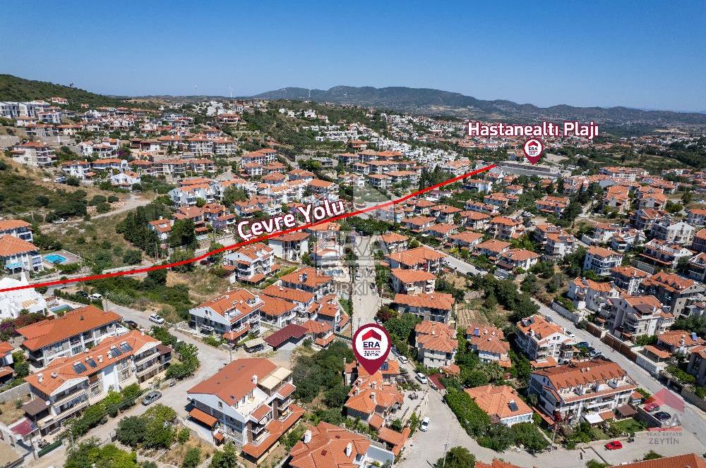 Datça Merkezde Satılık 550m2 Deniz Manzaralı Bahçeli Taş Konak