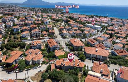 Datça Merkezde Satılık 550m2 Deniz Manzaralı Bahçeli Taş Konak