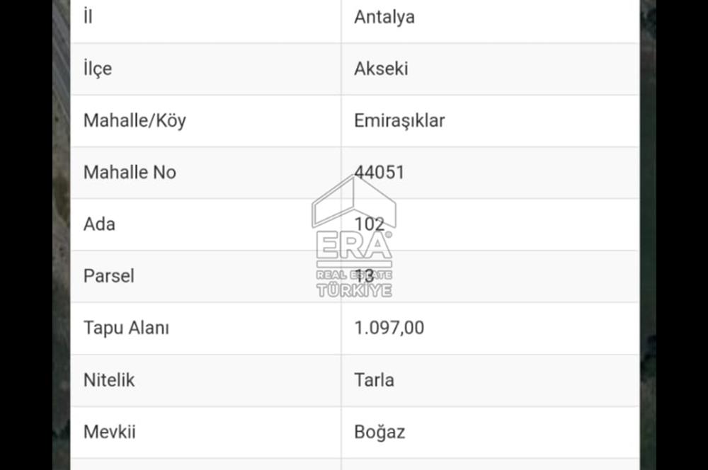 AKSEKİ'DE SATILIK 1097MT² YOL CEPHELİ MÜSTAKİL TAPU TARLA