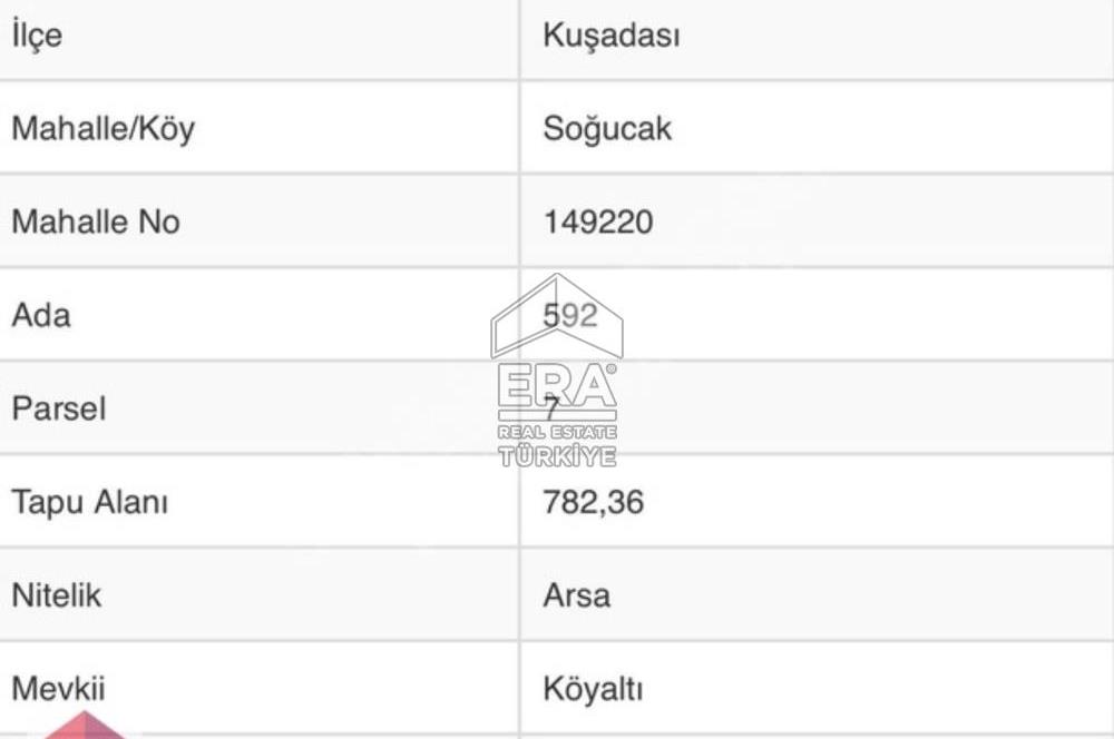 Kuşadası Soğucak'da 782 M2 Villalık Arsa