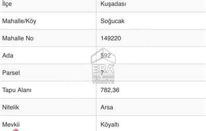 Kuşadası Soğucak'da 782 M2 Villalık Arsa