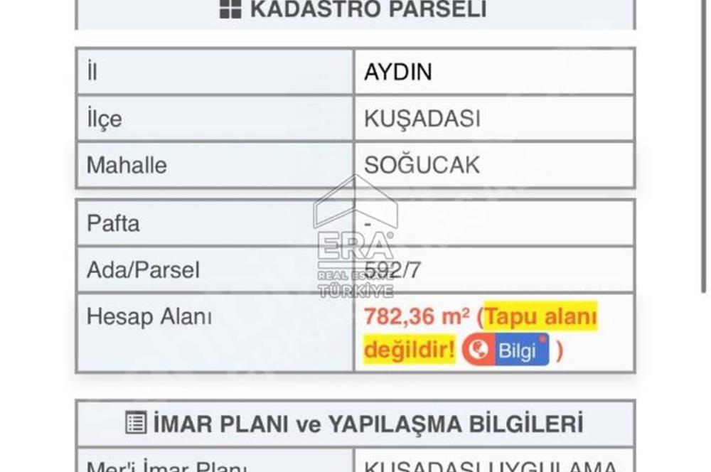 Kuşadası Soğucak'da 782 M2 Villalık Arsa