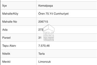 Kemalpasa Ören'de 7.570 m2 650 Adet Kiraz Agaçli Tarla