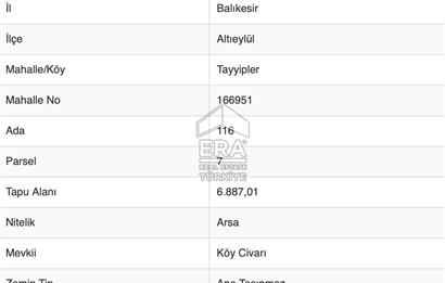 ERA SÖZ DEN TAYYİPLER MH SATILIK 6887 m² KONUT İMARLI ARSA