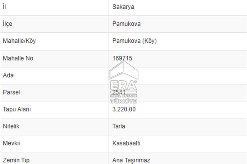 3.220 M2 INVESTMENT FIELD IN SAKARYA PAMUKOVA