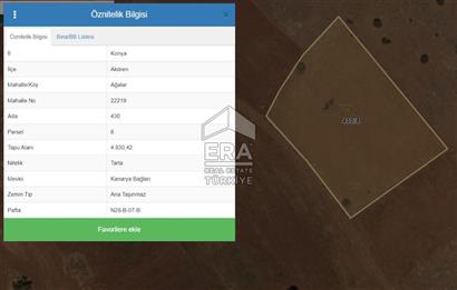 KONYA AKÖREN AĞALAR MAHALLESİ SATILIK 4.830 m² TARLA​