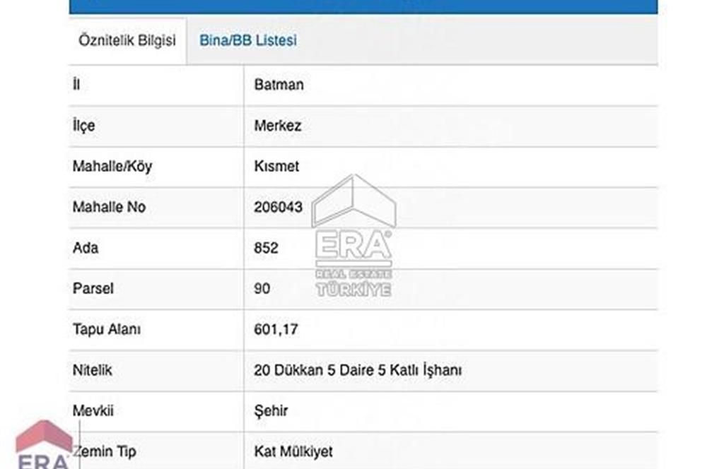 Bankadan Satılık Batman Kısmet Mah. İşhanı İçinde 1+0 Dükkan