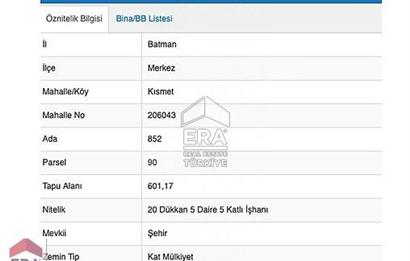 Bankadan Satılık Batman Kısmet Mah. İşhanı İçinde 1+0 Dükkan