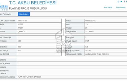 ANTALYA AKSU ÇAMKÖYDE 318m2 SATILIK VİLLA ARSASI