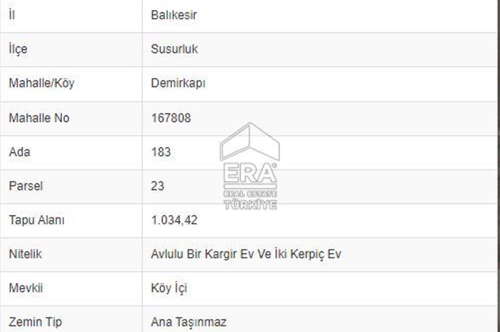 ERA PORT GÜVENCESİYLE SUSURLUK DEMİRKAPI MÜSTAKİL DAİRELER-ARSA