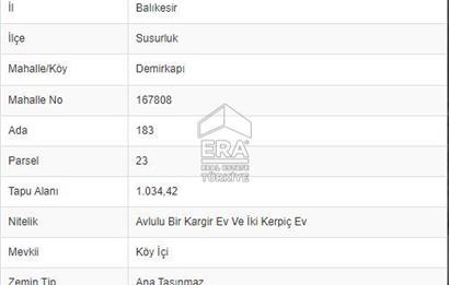 ERA PORT GÜVENCESİYLE SUSURLUK DEMİRKAPI MÜSTAKİL DAİRELER-ARSA