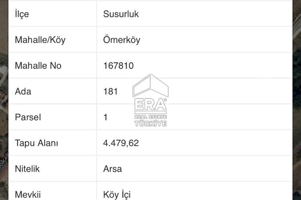 ERA SÖZ DEN SUSURLUK ÖMERKÖY MH SATILIK 4479 m² İMARLI ARSA