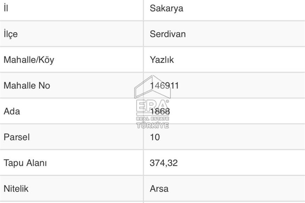 ERA SVG RECEP ÖZENDEN YAZLIKTA SATILIK 374 M2 ARSA