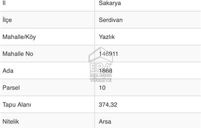 ERA SVG RECEP ÖZENDEN YAZLIKTA SATILIK 374 M2 ARSA