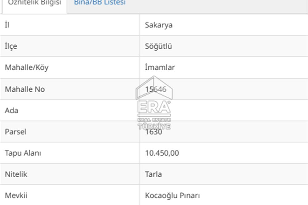 ERA SVG RECEP ÖZEN'DEN SÖĞÜTLÜ'DE SATILIK TARLA