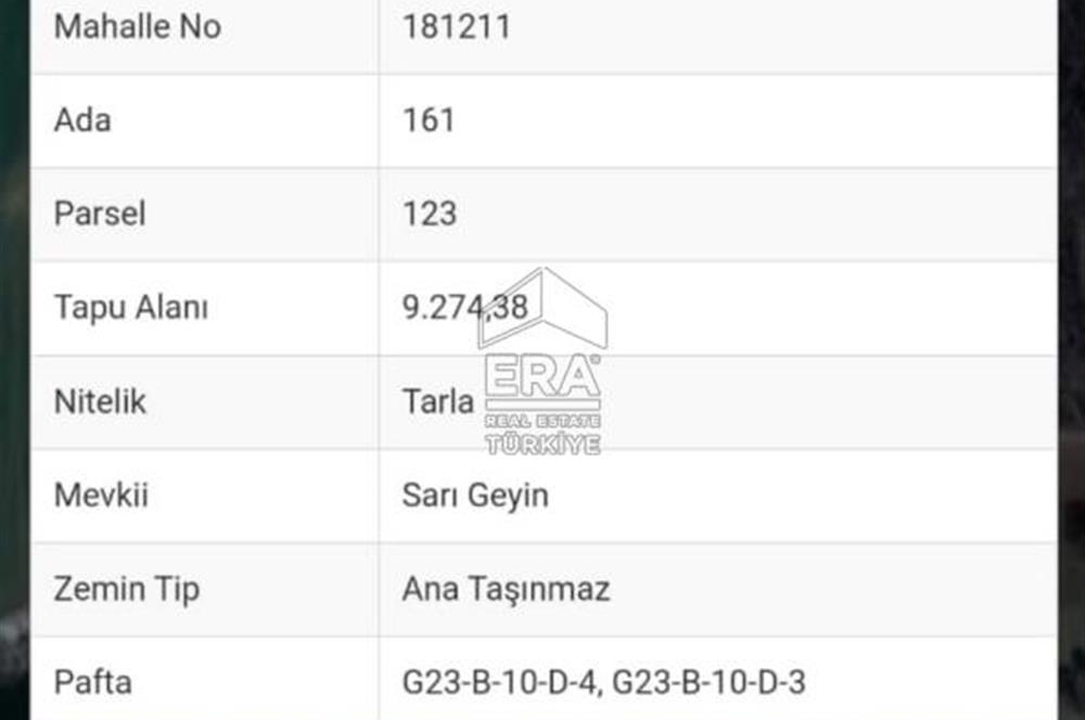 ÇAĞIRGAN İZMİT KOCAELİ SATILIK 9274m2 TARLA