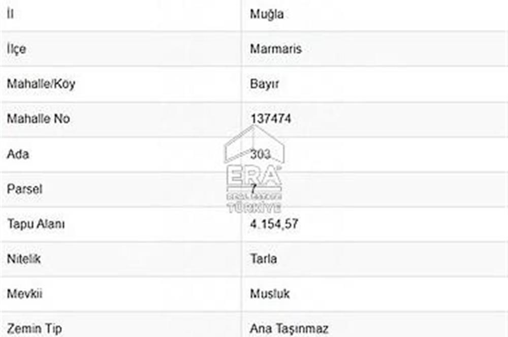 MARMARİSTE SATILIK 4.155 M2 YATIRIMLIK TARLA !!!