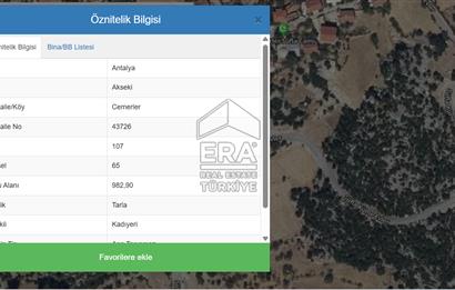 ANTALYA AKSEKİ CEMERLER MAHALLESİNDE SATILIK TARLA