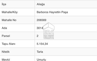 Aliağa Helvacılar Köyünde 5.154,34 m2 Satılık Tarla 