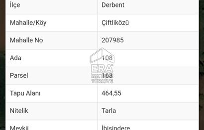 DERBENT ÇİFTLİKÖZÜ SATILIK 464 M2 TARLA