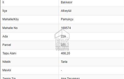 ERA PORT GÜVENCESİYLE BALIKESİR PAMUKÇU DA 408m² TARLA