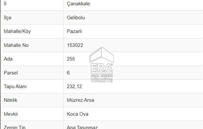ÇANAKKALE GELİBOLU'DA 233 M2 ARSA