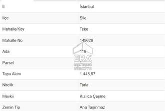 ŞİLE TEKE'DE 1.445,67 M2 TARLA