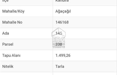 KOCAELİ KANDIRA' DA 1500 M2 %5 İMARLI TARLA 