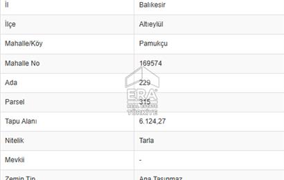 ERA PORT GÜVENCESİYLE BALIKESİR PAMUKÇU DA 6124m² TARLA