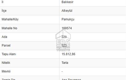 ERA PORT GÜVENCESİYLE BALIKESİR PAMUKÇU DA 15812m² TARLA