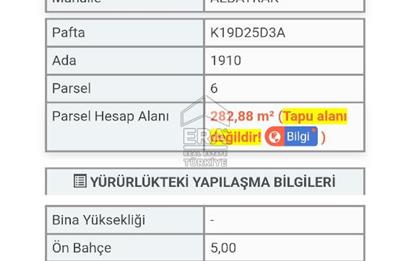ALBAYRAK MAHALLESİ 4 KAT İMARLI 283 M2 KÖŞE PARSEL ARSA