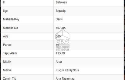 ERA PORT GÜVENCESİYLE BİGADİÇ SERVİ MAH. SATILIK İMARLI ARSA