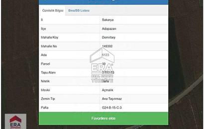 ERA KARAT ADAPAZARI DEMİRBEY'DE SATILIK TARLA