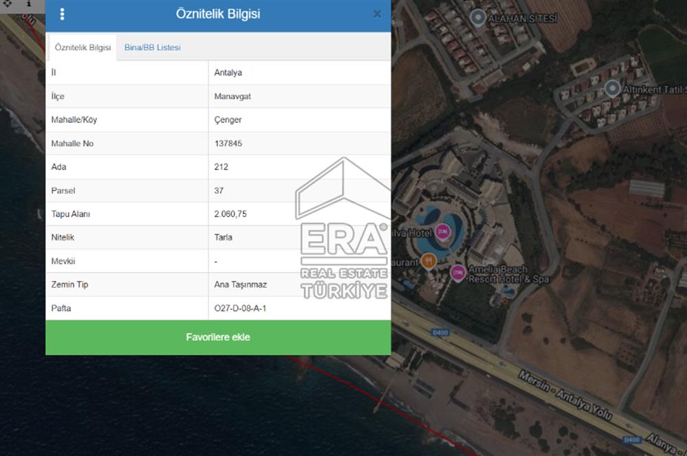 MANAVGAT ÇENGER'DE DENİZE 500m MESAFEDE SATILIK 2,060 m2 TARLA