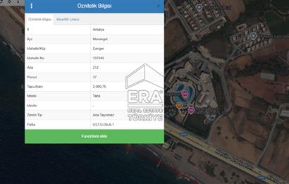 MANAVGAT ÇENGER'DE DENİZE 500m MESAFEDE SATILIK 2,060 m2 TARLA