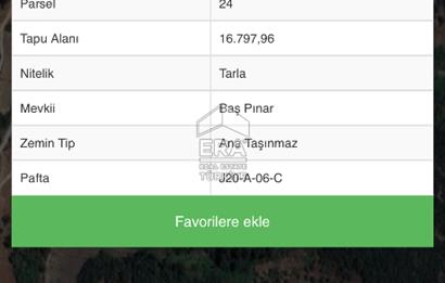 Balıkesir Bigadic Babaköy de 16.797 m2 Yatırımlık Fırsat Tarla