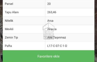 İZMİR SEFERİHİSAR'DA CADDEYE 120M/264 M2 SATILIK ARSA