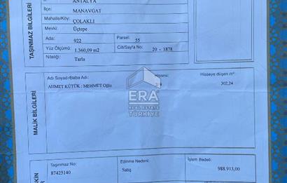 MANAVGAT ÇOLAKLI DENİZ TARAFINDA SATILIK TARLA