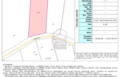 ERA SÖZ'DEN ALTIEYLÜL KABAKLI MH. SATILIK 950 M² 1/100000 ÖLÇEKLİ TARLA