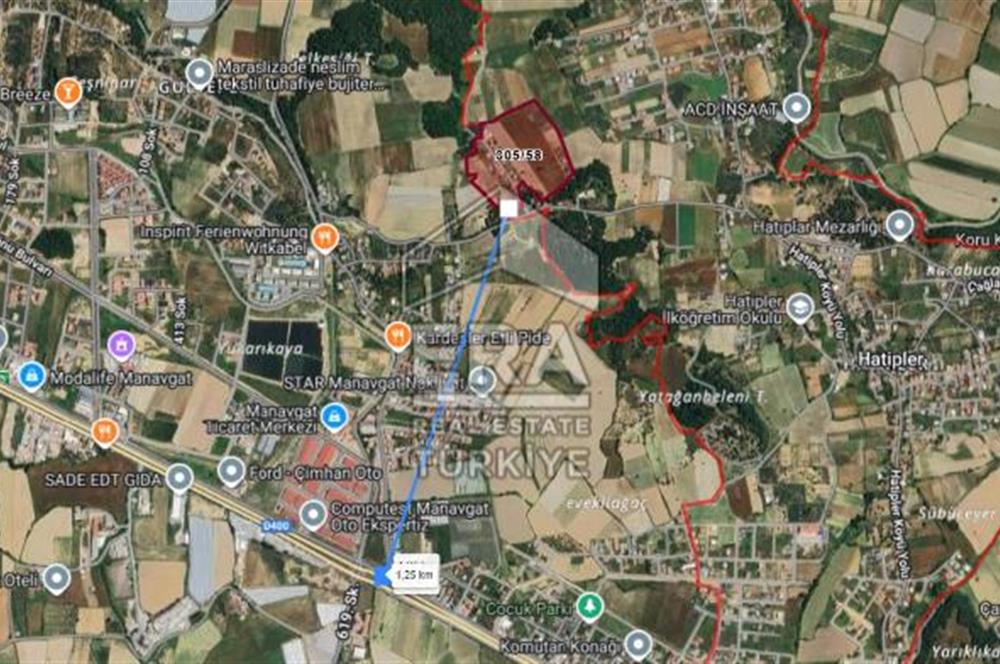 ANTALYA MANAVGAT HATIPLAR'DA SATILIK 989 m2 TARLA