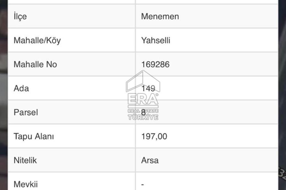 Menemen Yahselli 4 Kat İmarlı Satılık Arsa