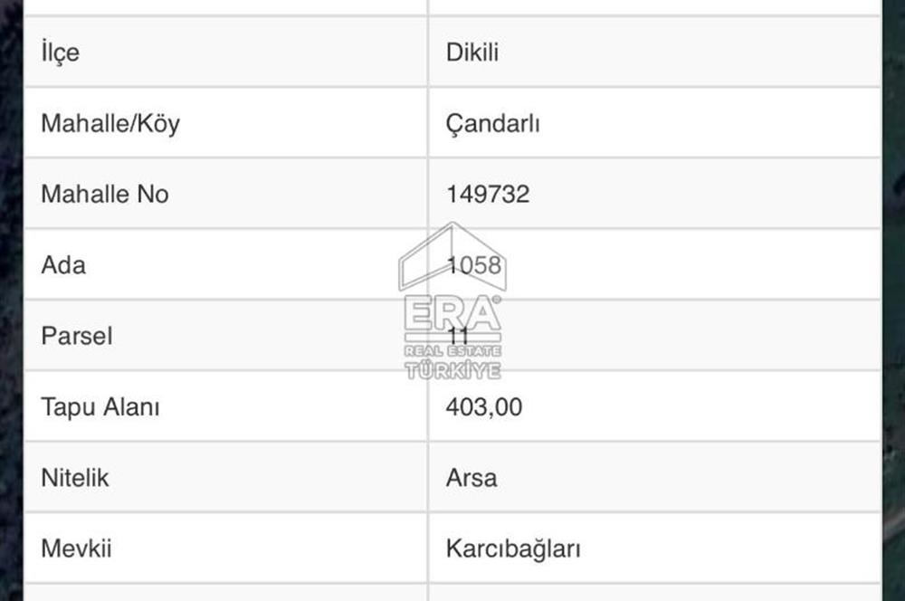 Dikili Çandarlı Mahallesinde 403 m2 Satılık Arsa