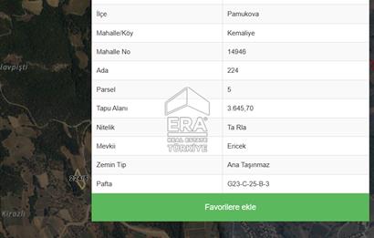 ERA KARAT, PAMUKOVA KEMALİYE, 3.645 m² TARLA, MÜKEMMEL FIRSAT