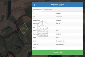 KIRKLAERLİ LÜLEBURGAZ'DA SATILIK TARLA 
