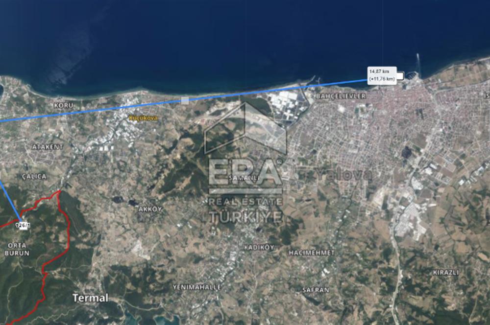 YALOVA ÇINARCIK ORTABURUN KÖYÜ 100m YOLA CEPHELİ SATILIK 3.770m2