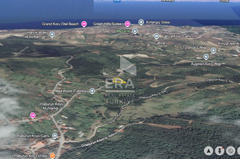 YALOVA ÇINARCIK ORTABURUN KÖYÜ 100m YOLA CEPHELİ SATILIK 3.770m2
